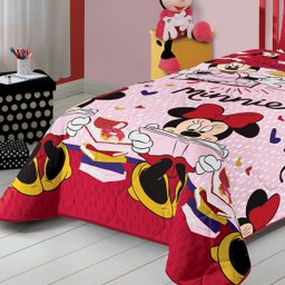 Edredom Solteiro Infantil DuplaFace Microfibra 1,40m x 2,10m:Minnie - 2