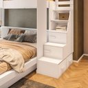 Ver imagem 7 de Beliche Family Adulto com Nichos e Escada Multifuncional Moon Yescasa Branco