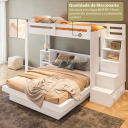Beliche Adulto com Nichos 2 Gavetas e 2 Portas Family Moon Yescasa - 10