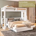 Ver mais imagens de Beliche Family Adulto com Nichos e Escada Multifuncional Moon Yescasa Branco