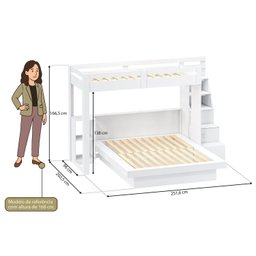 Beliche Adulto com Nichos 2 Gavetas e 2 Portas Family Moon Yescasa - 3