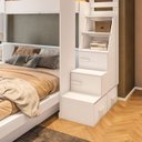 Ver imagem 7 de Beliche Family Adulto com Nichos e Escada Multifuncional Moon Yescasa Branco