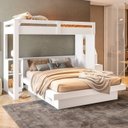 Ver imagem 5 de Beliche Family Adulto com Nichos e Escada Multifuncional Moon Yescasa Branco
