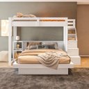 Ver imagem 6 de Beliche Family Adulto com Nichos e Escada Multifuncional Moon Yescasa Branco