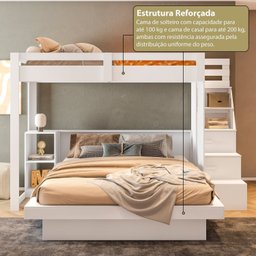 Beliche Adulto com Nichos 2 Gavetas e 2 Portas Family Moon Yescasa - 9