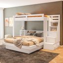 Ver imagem 1 de Beliche Family Adulto com Nichos e Escada Multifuncional Moon Yescasa Branco