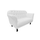 Ver imagem 4 de Namoradeira Decorativa Dália Couro Branco 2 Lugares Pés Madeira Mz Decor