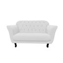 Ver imagem 3 de Namoradeira Decorativa Dália Couro Branco 2 Lugares Pés Madeira Mz Decor