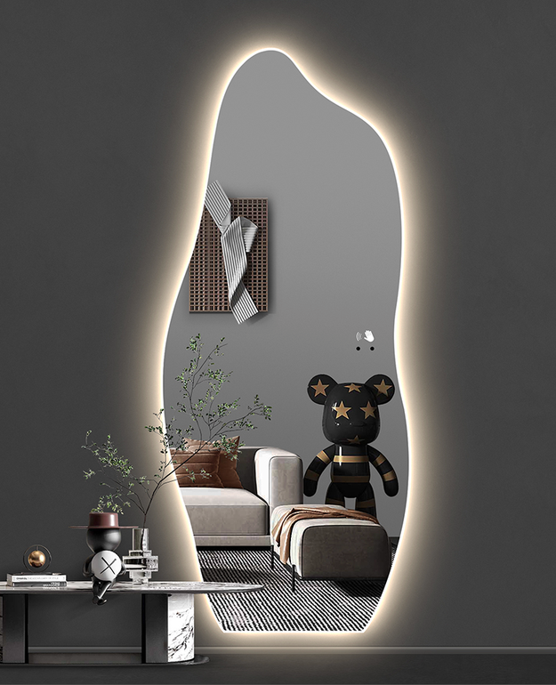 Espelho Orgânico com Luz Led, Estilo Flutuante. 120x70cm Branco Quente 3000k, Bivolt Touch Screen - 2