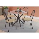 Ver imagem 1 de Conjunto Mesa de Cozinha Volga com Tampo de Vidro 95x95cm e 4 Cadeiras Noruega Preto Fosco Capuccino