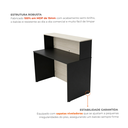 Ver imagem 4 de Balcão de Atendimento para Recepção 120cm Bancada Dupla Studio Legno Crema/Preto Bege