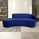 Ver imagem 1 de Sofá Decorativo 3 Lugares 210cm Abby Encosto Direito Curvo Veludo Azul Marinho G15 - Gran Belo
