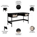 Ver imagem 3 de Mesa Escrivaninha Home Office Pés Madeira Arlo A10 Nero/preto - Mpozenato