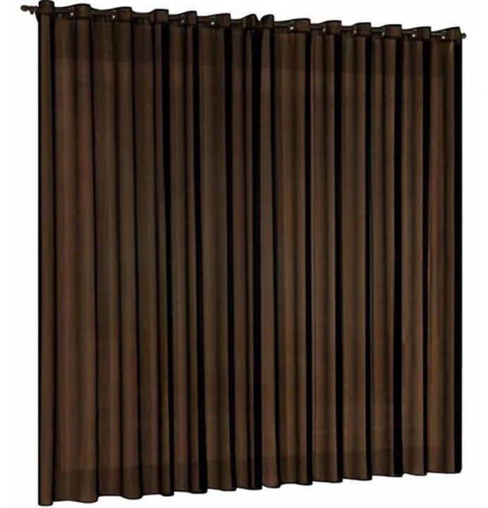 Cortina voil tecido 2,80x2,50 Para Trilho Suíço:Marrom-escuro ...