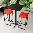 Ver imagem 1 de Conjunto Mesa Alta Bar Bistrô Quadrada Preta 2 Banquetas Confort Estofado Don Castro