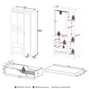Ver imagem 2 de Jogo de Quarto Infantil Minicama com Colchão Incluso e Guarda-Roupa Suspiro Multimóveis MP4829