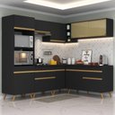 Ver imagem 3 de Armário de Cozinha Completa de Canto Veneza Multimóveis V2064 Preto/Dourado