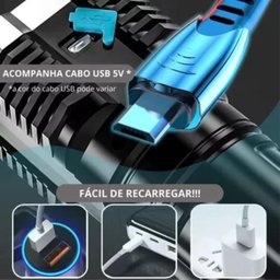 Lanterna de Led Recarregável com Indicador de Bateria - 5