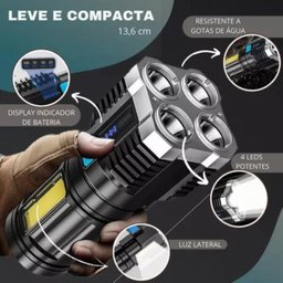 Lanterna de Led Recarregável com Indicador de Bateria - 2