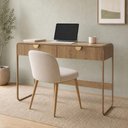 Ver imagem 4 de Mesa Escrivaninha Industrial Home Office 2 Gavetas 125cm Alek A03 Hanover Dourado - Lyam Decor