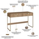 Ver imagem 5 de Mesa Escrivaninha Industrial Home Office 2 Gavetas 125cm Alek A03 Hanover Dourado - Lyam Decor