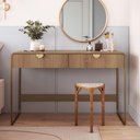 Ver imagem 3 de Mesa Escrivaninha Industrial Home Office 2 Gavetas 125cm Alek A03 Hanover Dourado - Lyam Decor