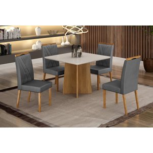 Sala Jade 120 + 4 Cadeira Lara Veludo Grafite