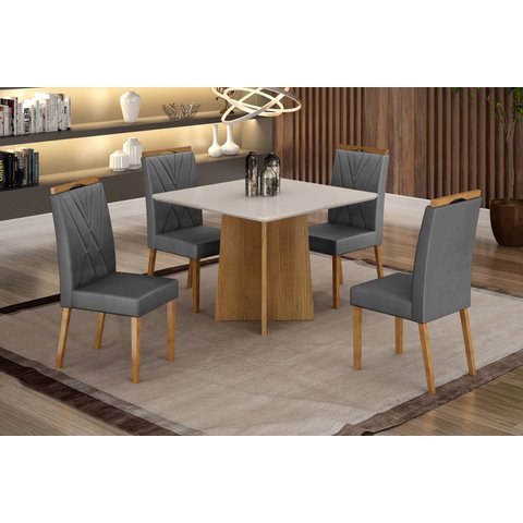 Sala Jade 120 + 4 Cadeira Lara Veludo Grafite