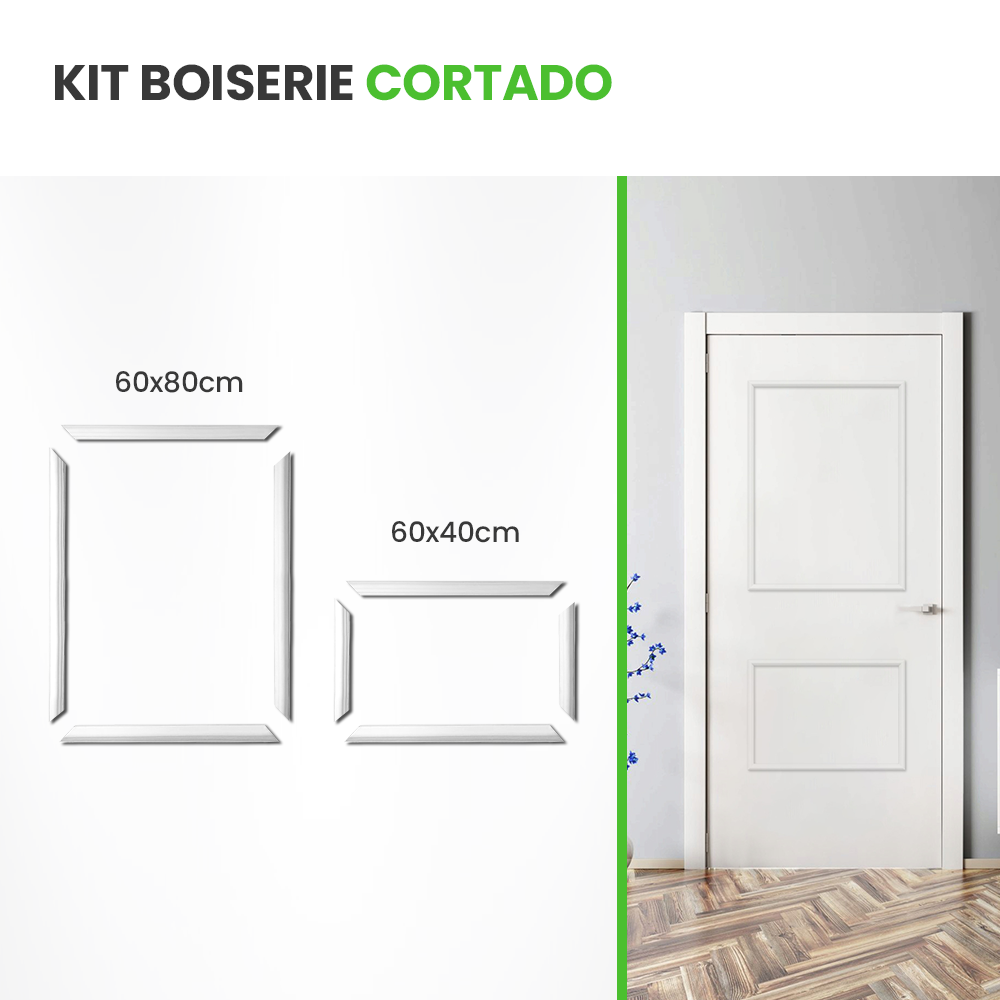 Rodameio Boiserie Adesivo Kit Cortado P/ Porta 60x80 E 60x40