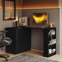 Ver imagem 4 de Cômoda Mesa Giratória Gamer 4840 3 Gavetas MDP Preto Fosco Qmovi