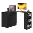 Ver imagem 1 de Cômoda Mesa Giratória Gamer 4840 3 Gavetas MDP Preto Fosco Qmovi