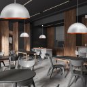 Ver imagem 4 de Luminaria de Teto Pendente Meia Lua 60 Cm Branco/cobre