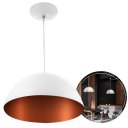 Ver imagem 3 de Luminaria de Teto Pendente Meia Lua 60 Cm Branco/cobre
