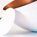 Ver imagem 5 de Luminaria de Teto Pendente Meia Lua 60 Cm Branco/cobre