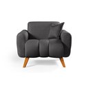 Ver imagem 2 de Conjunto Dallas Namoradeira com Duas Poltronas em Linho Pes em Madeira: Grafite