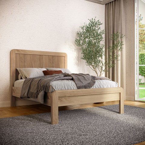 Cama Quarto Casal Madeira MACIÇA151CM Cabeceira Ripada Ortega Tauari F07- D'Rossi