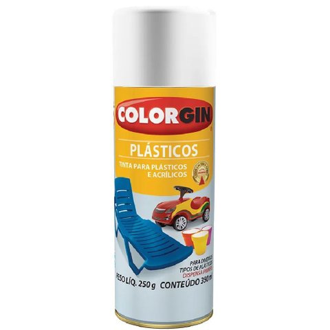 Tinta Spray para Plástico Branco 350ml - 1501 - Colorgin Tinta Spray para Plástico Branco - 1501 - C