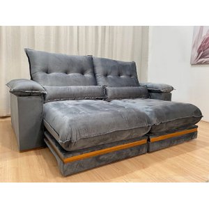 Sofá Retrátil Reclinável 2,10 M Cinza 502 Manuela