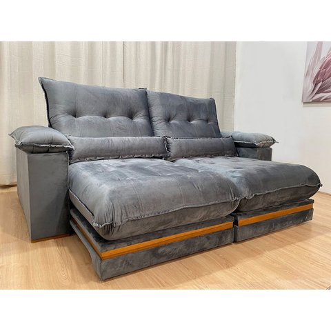 Sofá Retrátil Reclinável 2,10 M Cinza 502 Manuela