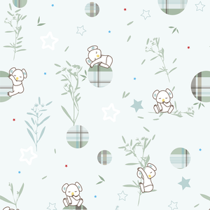 Papel de Parede Infantil Coala Bebê Bambu Delicado Lavável Autocolante 3mx58cm