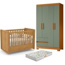 Ver imagem 1 de Berço Americano com Guarda Roupa e Colchão Tutto New MDF Freijó e Cinamomo Salvia