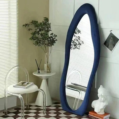Espelho de Chão Paris Veludo 68x180cm Azul Marinho