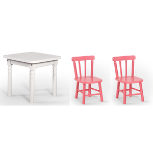 Conjunto Infantil 60x60 com 2 Cadeiras - Rosa - Jm Móveis