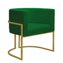 Ver imagem 3 de Kit 4 Poltronas Reforçadas Decorativa Sala Nayara Base Ferro Dourado Suede Verde