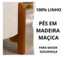 Ver imagem 2 de 2 Puf Puff Redondo com Pés em Madeira 45x35cm Tecido Cor Palha