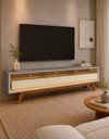 Ver imagem 1 de Rack Home para TV 85 Polegadas Sala Pés Madeira Tunísia Cor:Off-White e Cinza