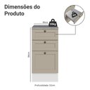 Ver imagem 2 de Balcão de Cozinha 40 cm 3 Gavetas Branco-Crema Vik Madesa Branco-Crema