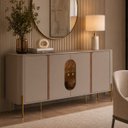 Ver imagem 1 de Aparador Buffet Prime 4 Portas LED Vidro 180cm Sala Jantar Hall de Entrada Cantinho Cafe:Fendi