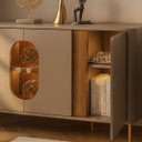 Ver imagem 5 de Aparador Buffet Prime 4 Portas LED Vidro 180cm Sala Jantar Hall de Entrada Cantinho Cafe:Fendi