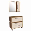 Ver imagem 1 de Gabinete Suspenso 80cm Alice Mel Arenas com Balcão Espelheira e Gavetas para Banheiro sem Cuba